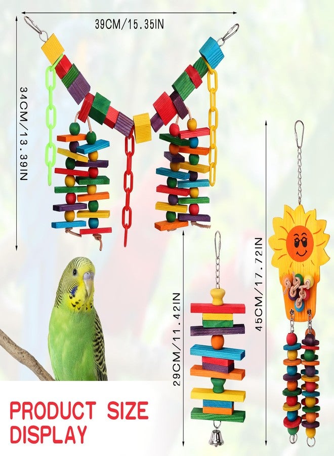 NEXT VOGUE Set of 3 Natural Wood Parrot Toys - Ideal for Small & Medium Parrots. Safe & Durable Chew Toys Promote Mental Stimulation & Beak Health. Handcrafted Bird Toys for Enriching Playtime - Image 2